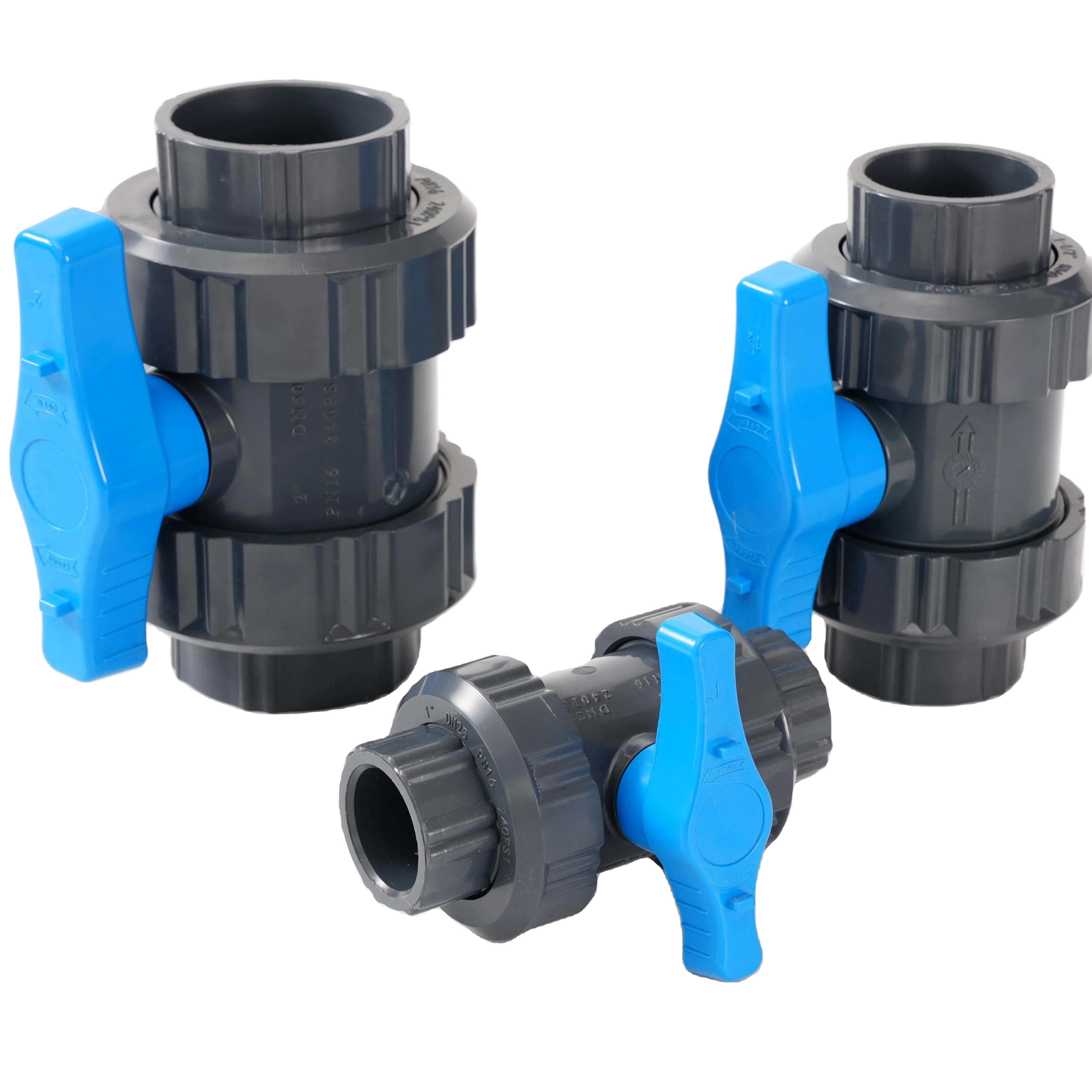 Factory Wholesale Price PVC Double Union Ball Valve PVC Ball Valve Thread and Socket Type DIN ANSI Union Valve
