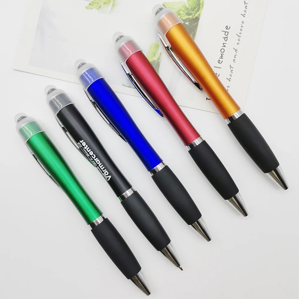 Plastic Promotional Gift LED Light up Touch Screen Pen Custom Laser Logo Stylus Ball Pen