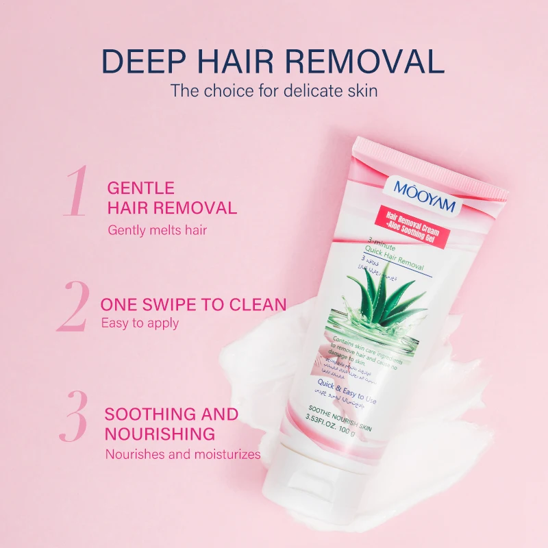 Own Brand Natural Aloe Hair Removal Cream For Facial Body Arm Leg Abdomen For Women And Men Nourishing Gentle Hair Remover Cream