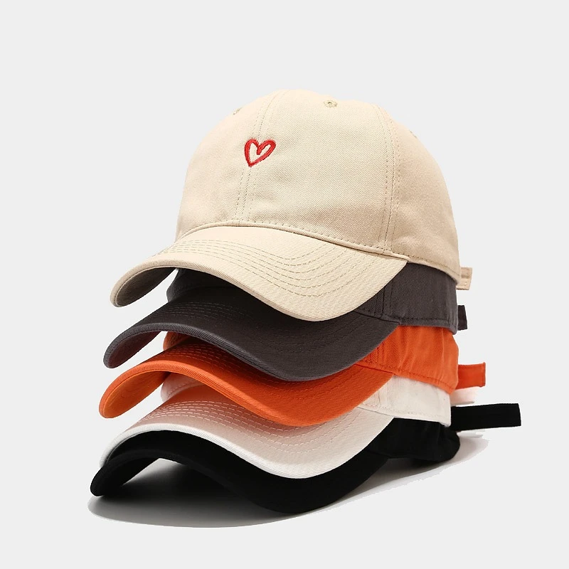 Simple Little Love Embroidery Baseball Cap Show Face Small Korean Version of The Popular Brand Cap Students Lovers Sun Gorras