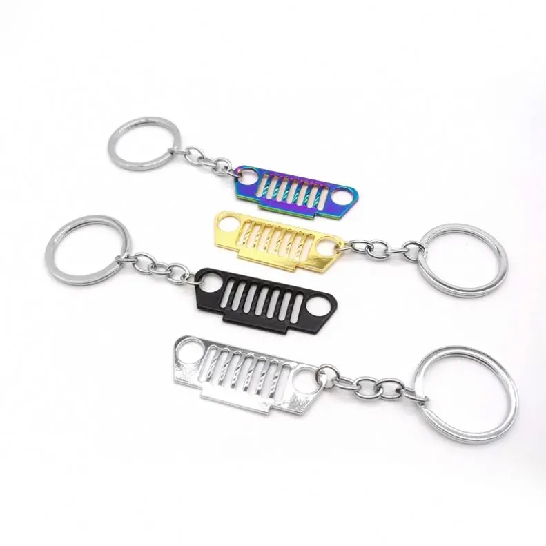 1PCS Universal Medium Grid Keychain Key Ring For Jeep CJ JK YJ TJ XJ Car Front Grill Design Nini Cute Grill Keychain Accessory