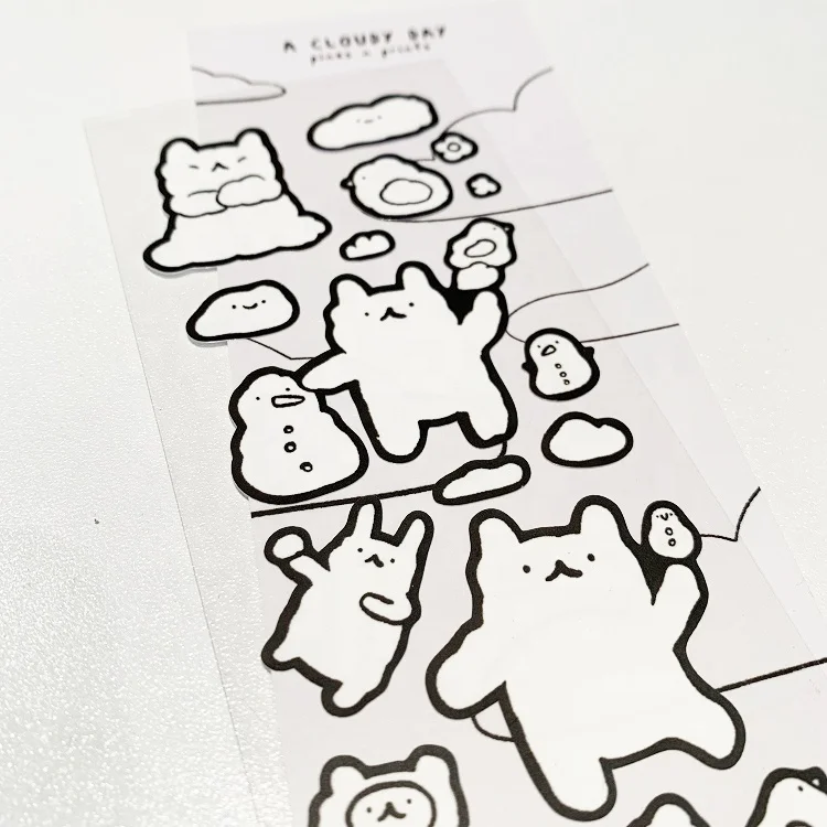 Custom Matte Clear Korean PVC Sticker Paper Vinyl Sheets With Clear Backing White Base