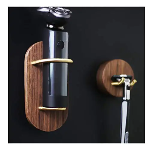 Razor Holder Shaver Stand Wood Wall Mounted  Razor Rack Organizer for Bathroom Show