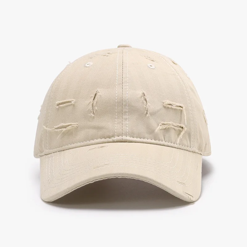 High Quality Soft Touch Baseball Caps Custom Embroidery Logo Washed Vintage Distressed Hole Cap 6 Panel Baseball Cap