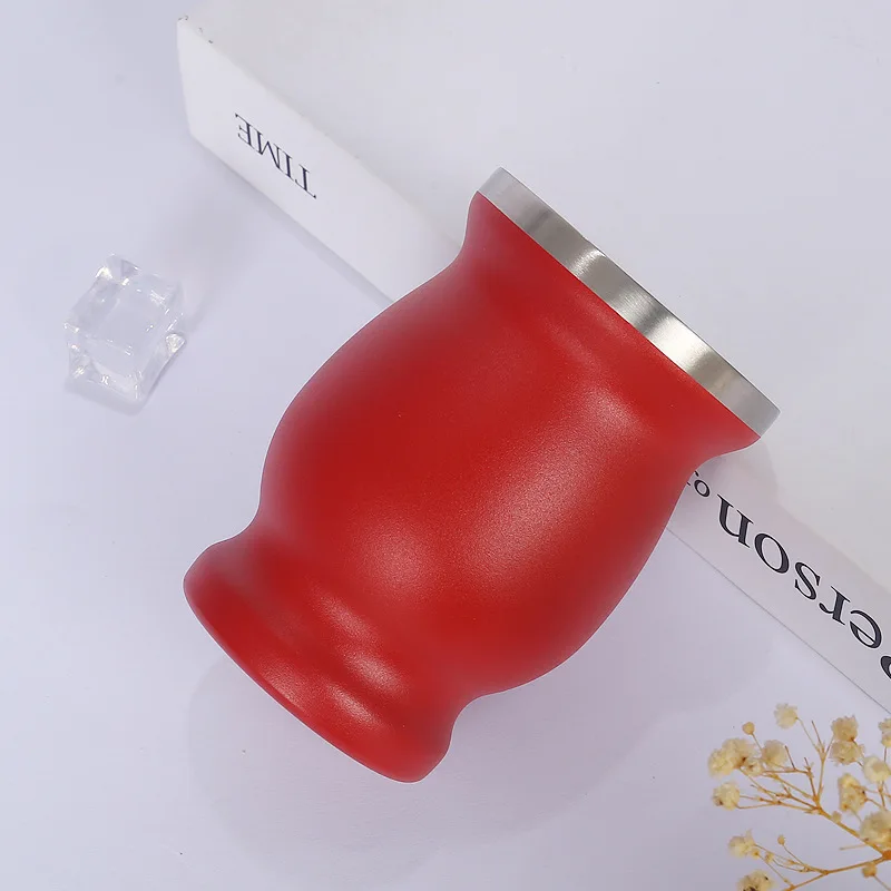 Argentina 8oz yerba mate tea tea cup double walled insulated Stainless steel yerba mate cup with straw