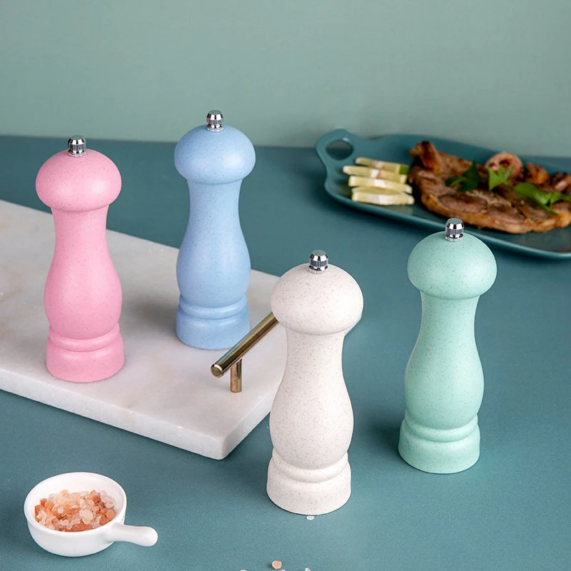 6 inch Wheat Straw Pepper Grinder Salt Grinder Refillable Salt wheat Stalk Pepper Grinder Mill Wood with Ceramic Grinding Core