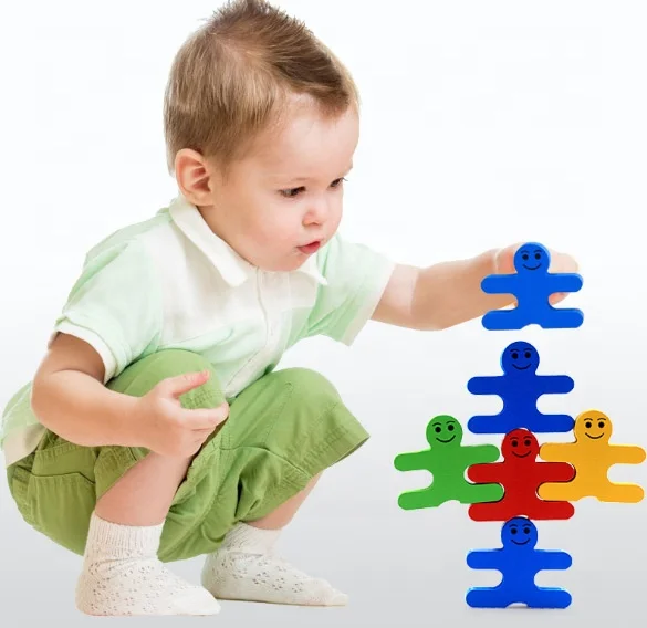 Custom Smile Balance Beam Cartoon Balance Villain Building Blocks Wooden Balance Toy Game