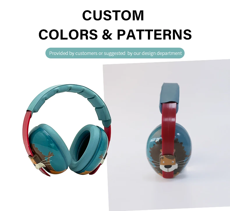 Low price Low moq customized packaging, color, logo, pattern baby noise reduction ear protection earmuffs