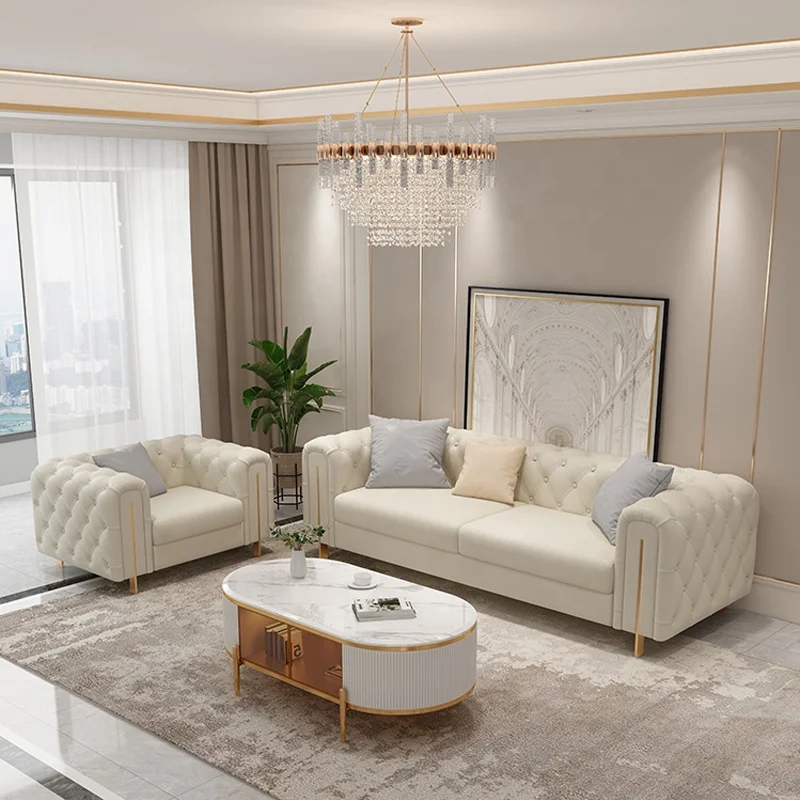 Modern Chesterfield Sofa Chair Tufted Velvet 1 Seat Sofa Chairs Living Room Armchairs