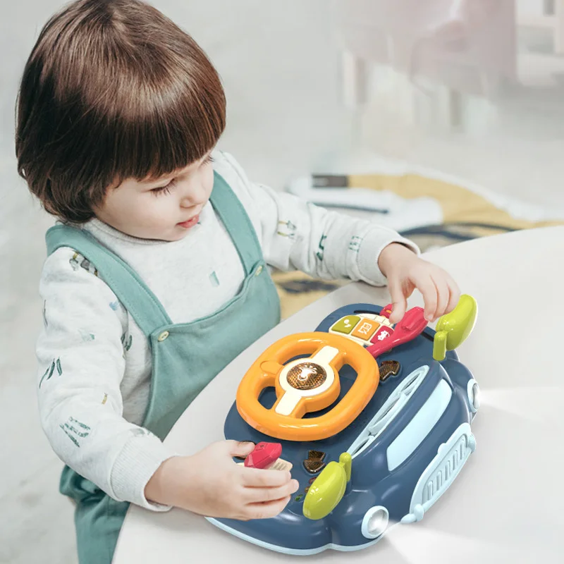 New design baby educational multifunction car steering wheel driving simulation intelligent early education toys for kids