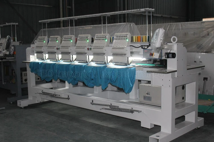 2019 New Design 6 Head High Performance Cap Embroidery Machine 12 Needles Flat Sewing Machine