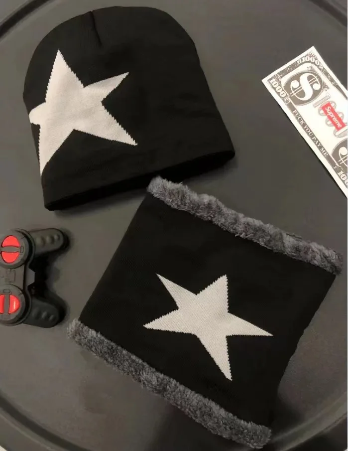 Winter boy warm set 2-16 years old fleece lining children knit beanie hat