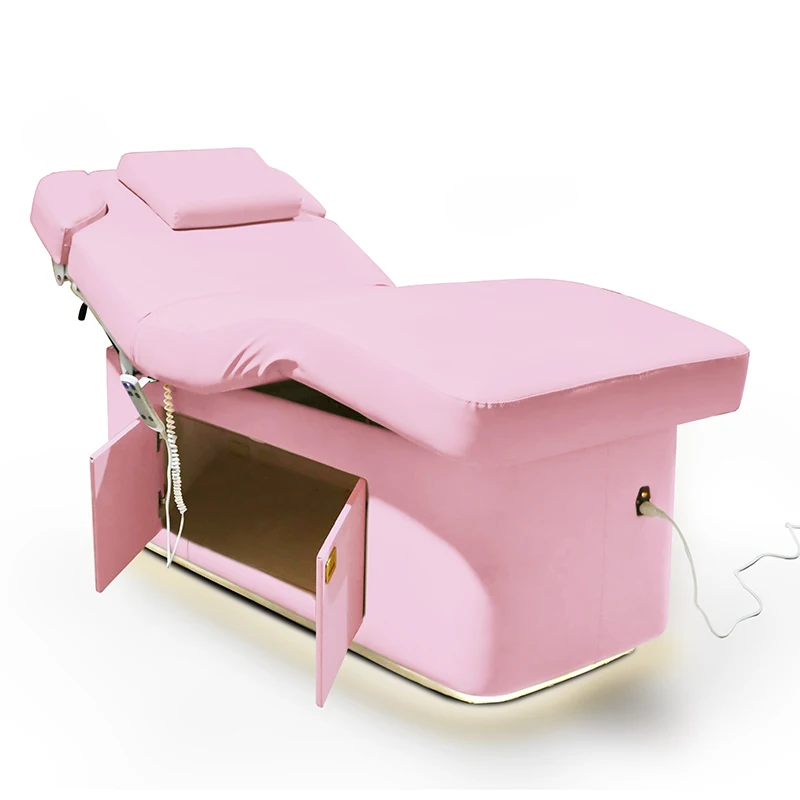 Massage Bed Durable Facial Table Bed with Cabinet Luxury Salon Equipment with Heat Sap Bed Massage Table