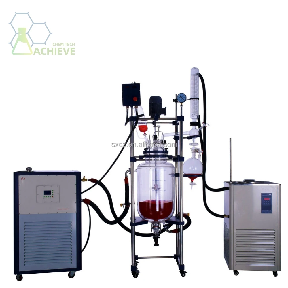 Chemistry lab equipment oil steam reactor 3l jacketed glass reactor