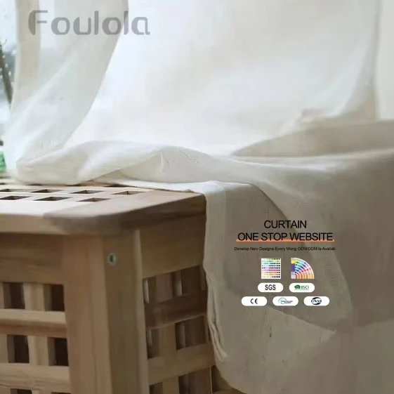 Thick Linen Style Fabric for Window Screen Curtains Voile