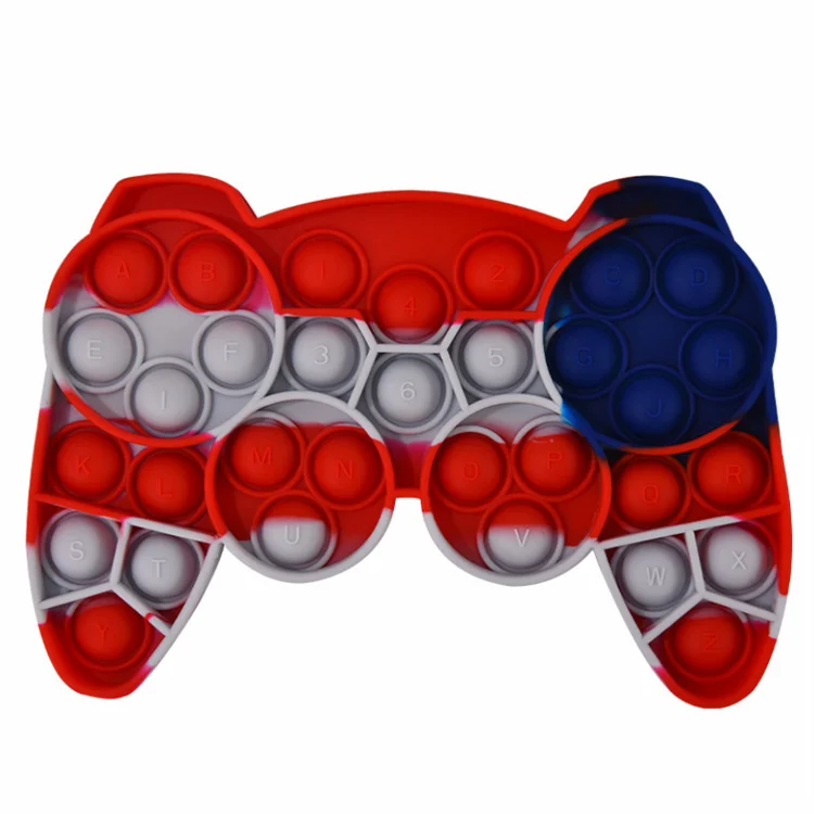 New Arrived Funny Beauty Tie Dye Color Silicone Squishy Stress Reliever Gamepad Sensory Joystick Push It Bubble Fidget Toys