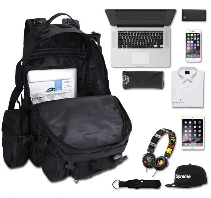 Laser Cutting Molle System Bagpack 900d Oxford Waterproof Camping Hunt 60L 4 in 1 Tactical Backpack