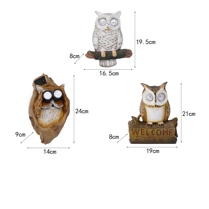 Owl Statues Tree Sculptures Outdoor Garden Statues Solar Light Owl Tree Ornaments For Garden Owl Outdoor Decor Resin