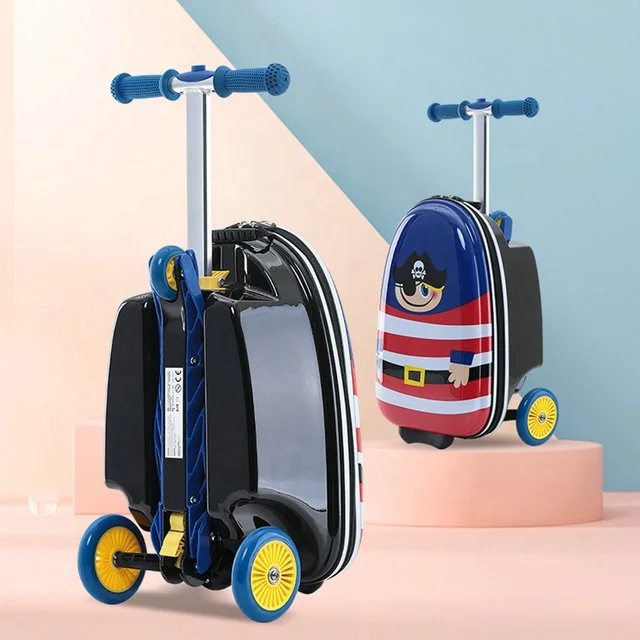 Animal Scooter Trolley Case Ride Suitcase Scooter Bag for Travel Trip for Kids Customized Logo Polyester Unisex ABS 16 Inch
