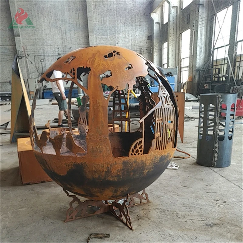 Стальной огнеупорный шар Corten металлический полый для