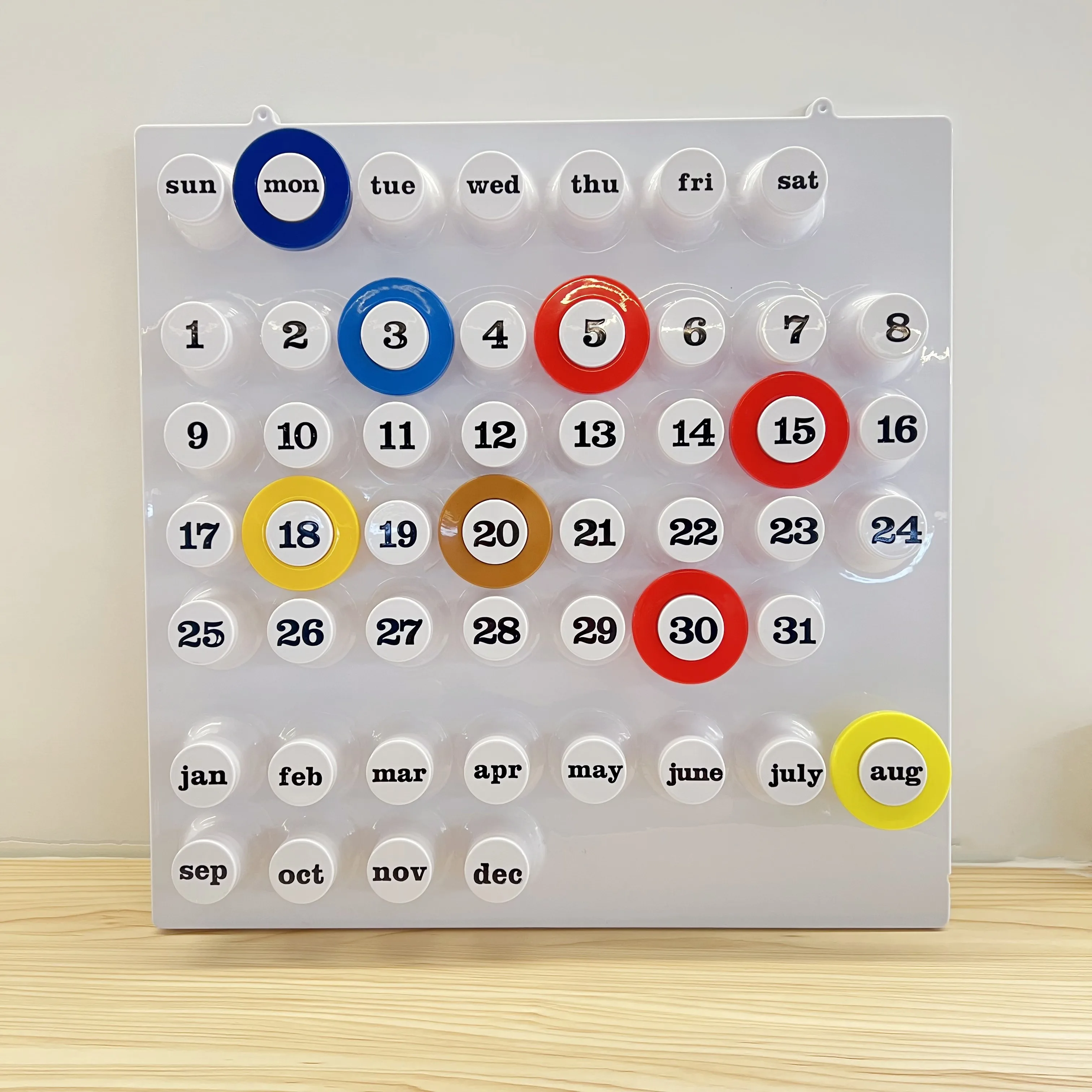 Hot Selling INS Style PVC Plastic Calendar Modern Ring Record Date Standing Wall Desk Light Calendar