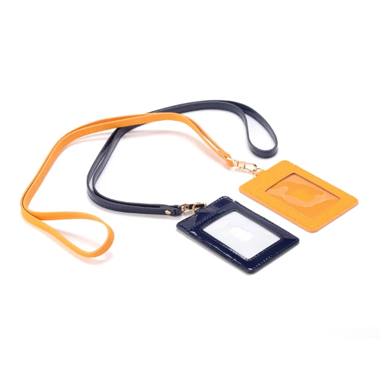 Custom Metro Card Cover Multi-Color Business Working Cards School Cartoon Pu Leather ID Card Badge Holder with Rope