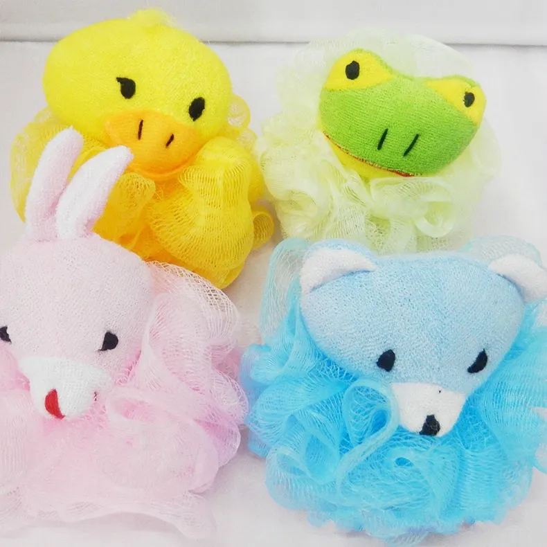 BEAUFLY Animal toy style bath shower ball sponge eco friendly body loofah mesh kids baby bath sponge
