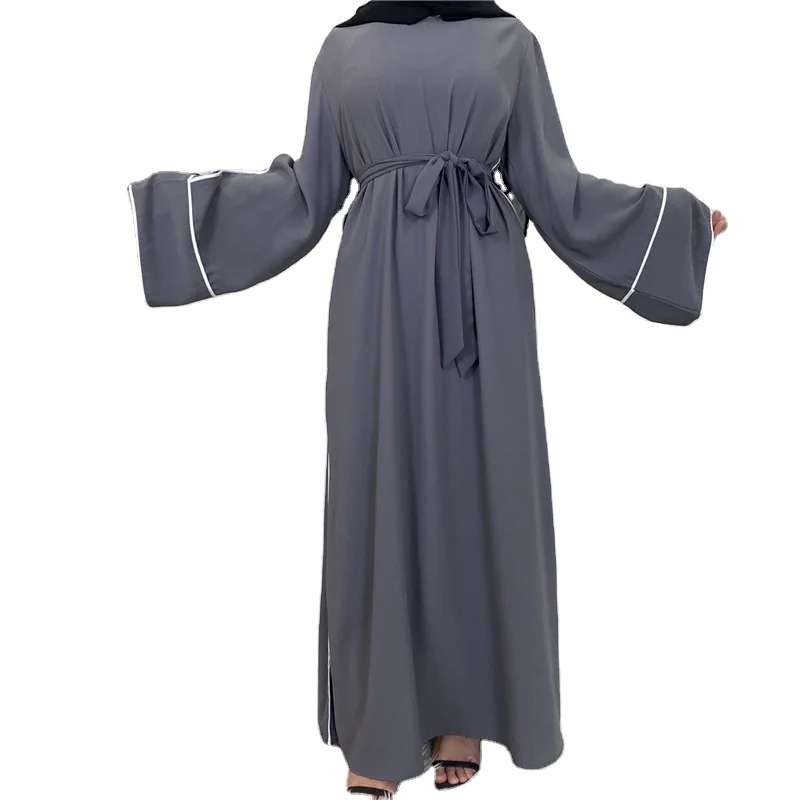 New Season Indonesia Khaftan Black Muslim Clothes Solid Color Islamic Dubai Dress Abaya for Women