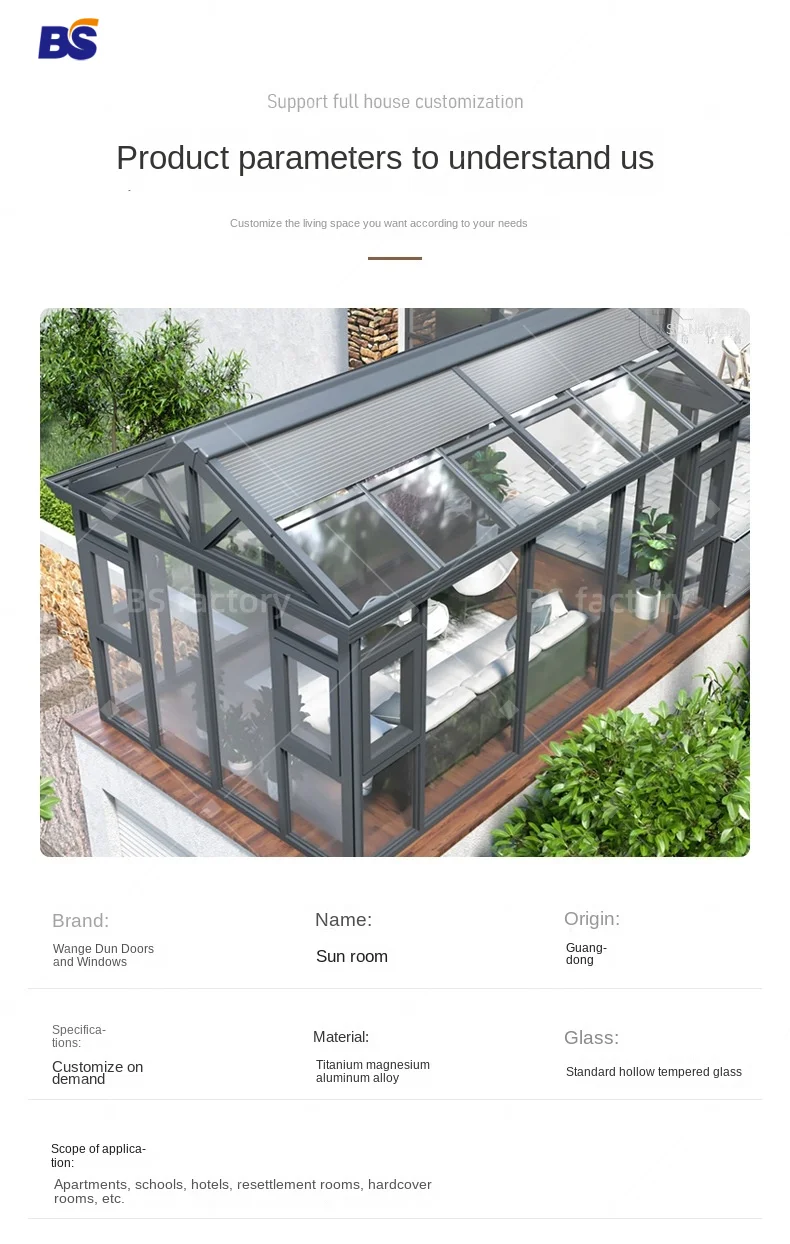 Custom made prefabricated aluminum frame glass room houses customized winter garden free standing conservatory sunroom for sale