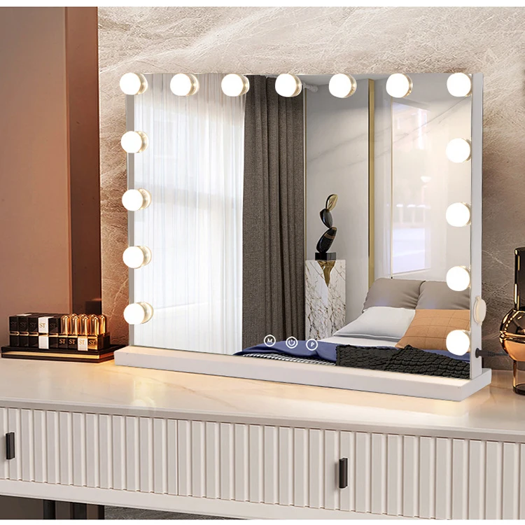 Голливудское настольное косметическое зеркало с 15 сенсорными диммерными светодиодными лампочками 10-кратное увеличительное Spiegel Espejo подсветкой
