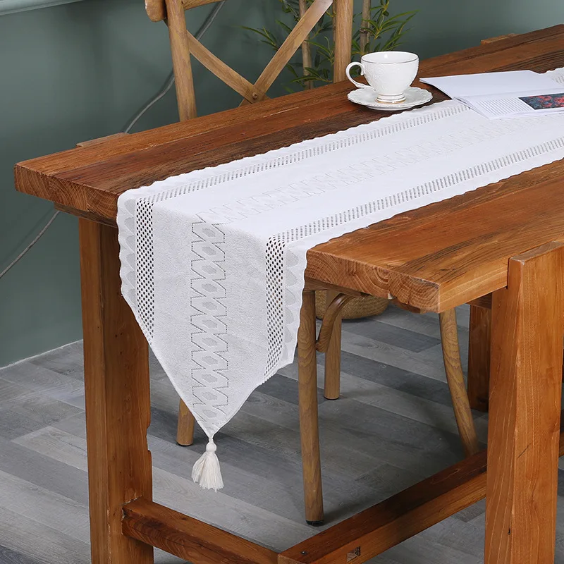 French white flower table runner lace simple retro long strip luxury table lace runner seasonal table runner