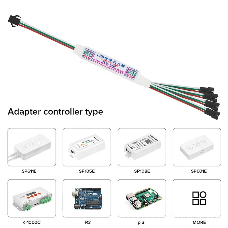 Mini Signal Amplifier for 3 Pin WS2812B WS2811 SK6812 Addressable Dream Color Pixel LED Strip Lights