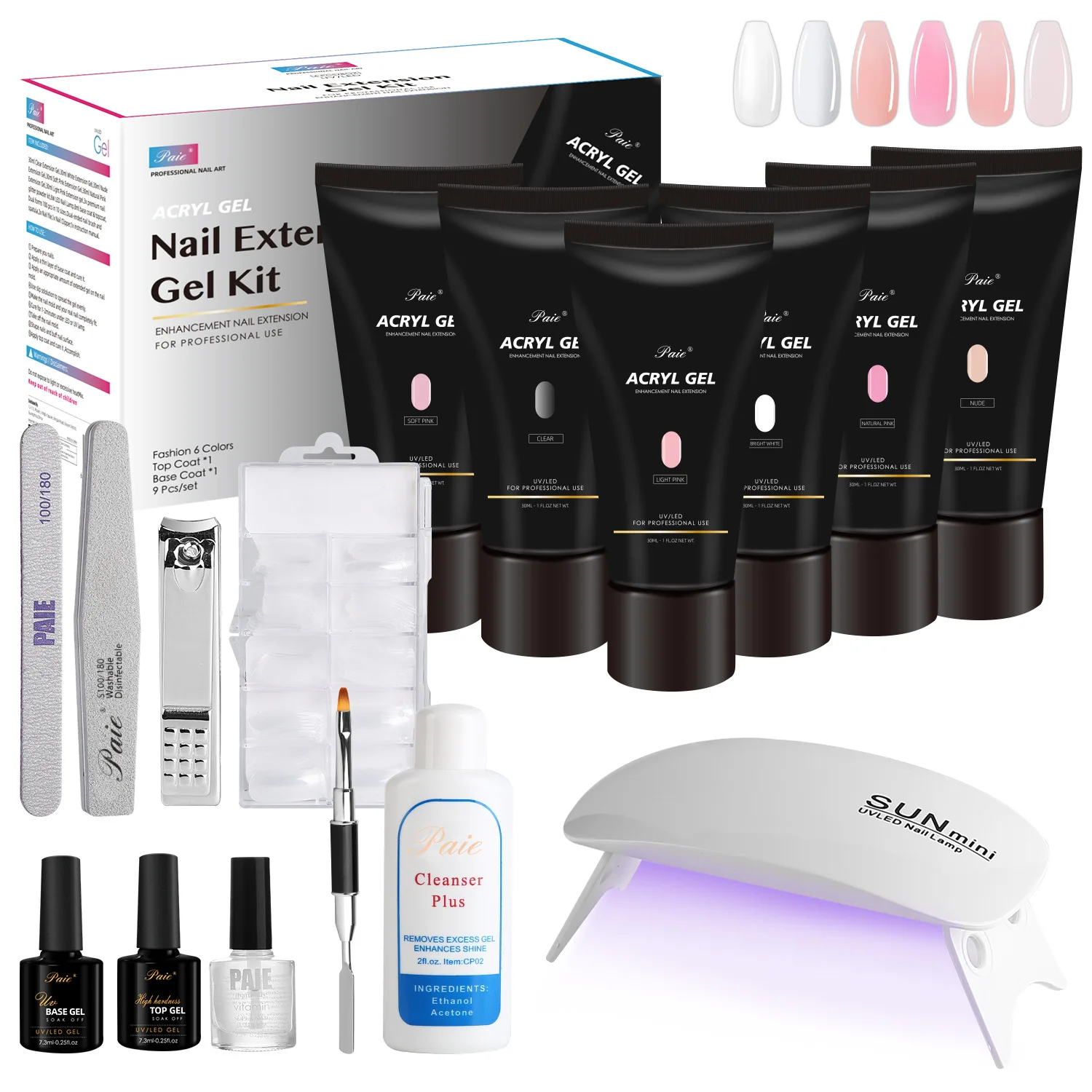 16 PCS Art Salon Quick Nail Builder Poly Acryl Gel Soak off Poly Gel Nail Kit Set Nail Extensions UV Led