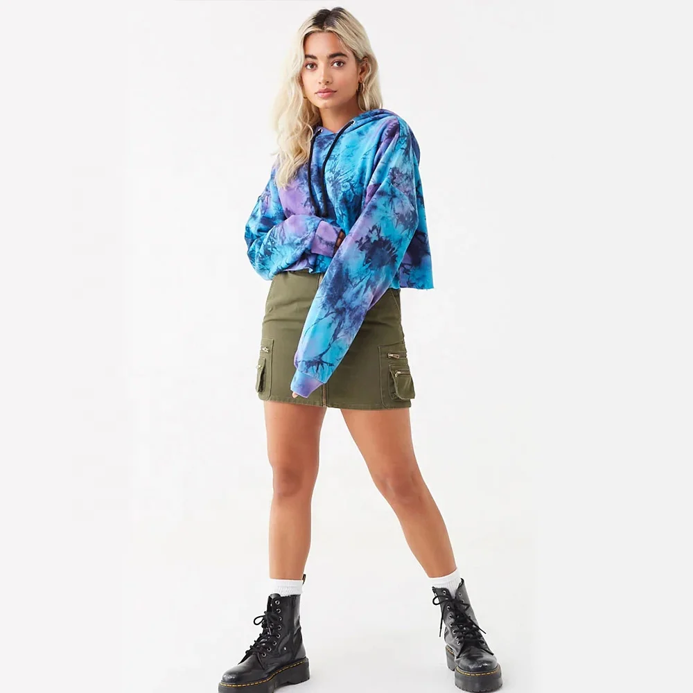 Designer Multi Color Fashion Hoody High Quality French Terry Sweatshirts Tie Dye Crop Top Hoodie For Women Womens Hoodies