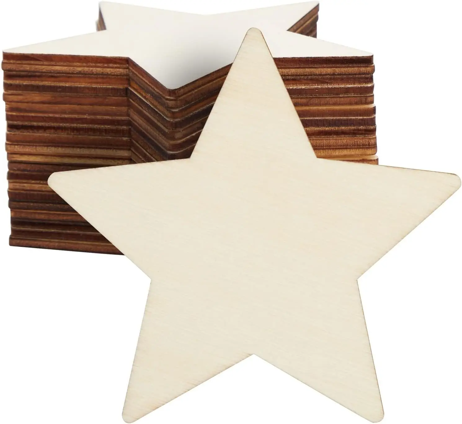 24-Piece handmade wooden stars, unfinished wooden cutouts, for DIY projects