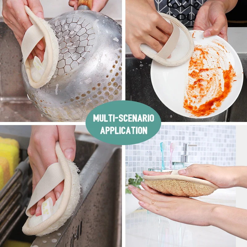 Loofah body wash sponge reusable multipurpose cleaning tools Bathing kitchen cleaning coaster exfoliating