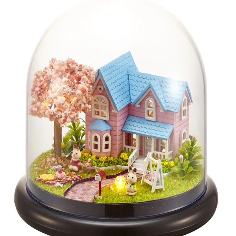 Miniature DIY Dollhouse Rotate Music Box Happy ferris wheel DIY Dollhouse Doll House Casa Toys With Furnitures Doll Houses