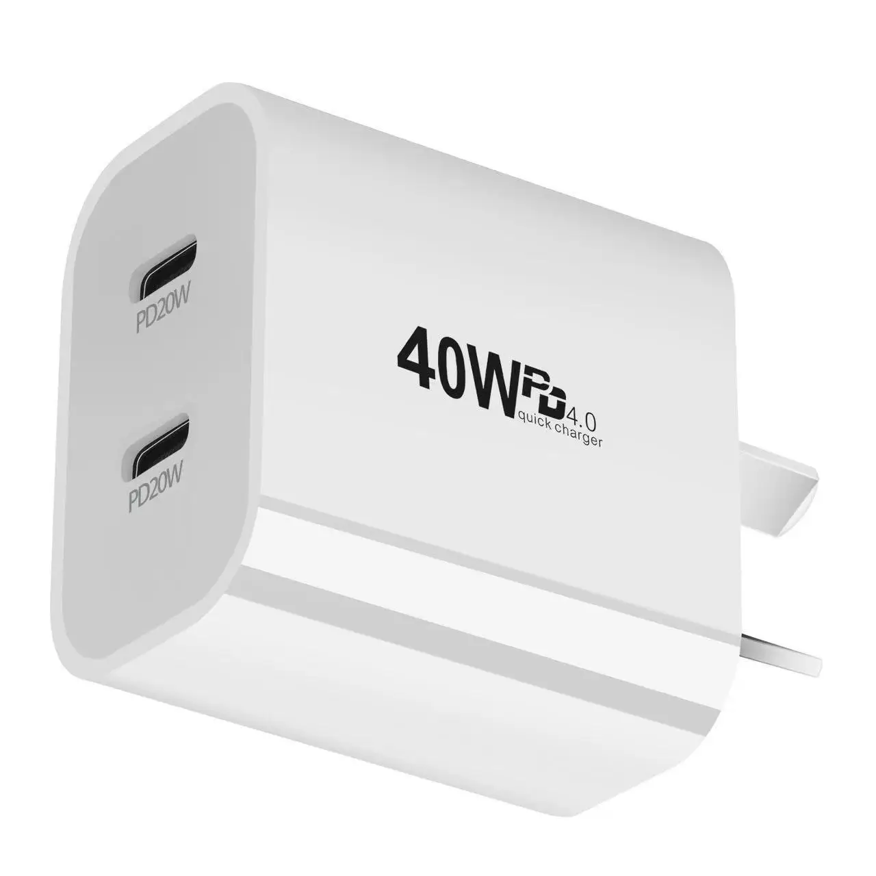 OEM Logo White PD 40W Wall Charger Super Fast Charging Type C to Type C Port EU US AU Plug USB-C Power Adapter