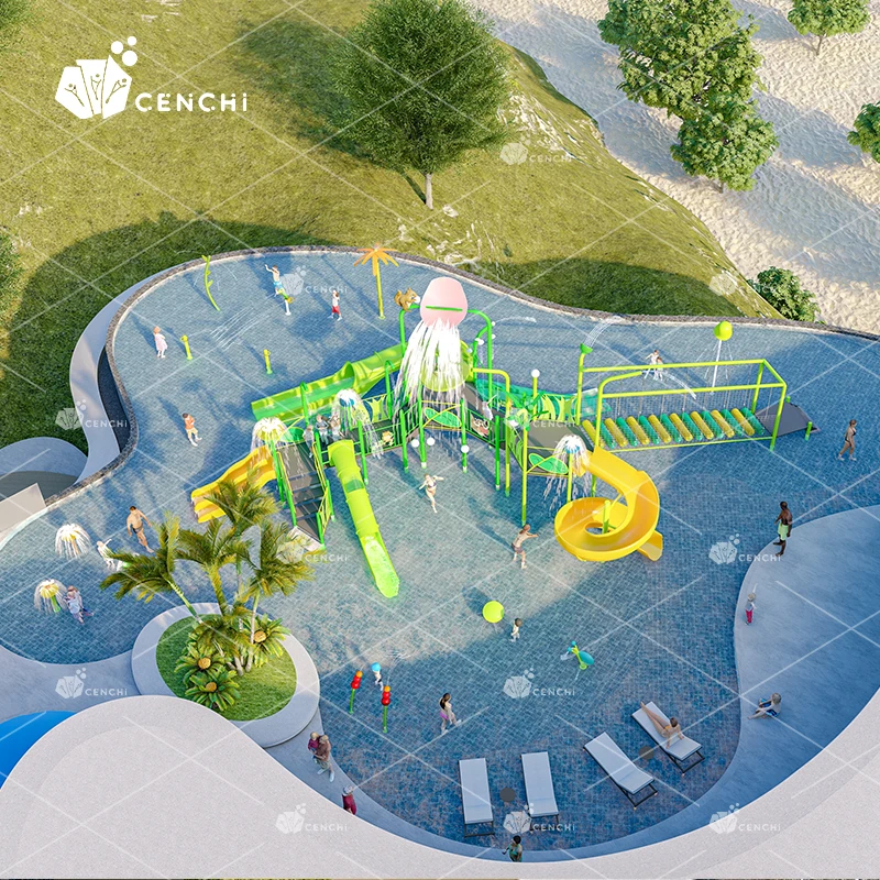Cenchi Campground Residential Public Camping Interactive Splash Park Playground Swimming Pools Slides Water Rides for Kids