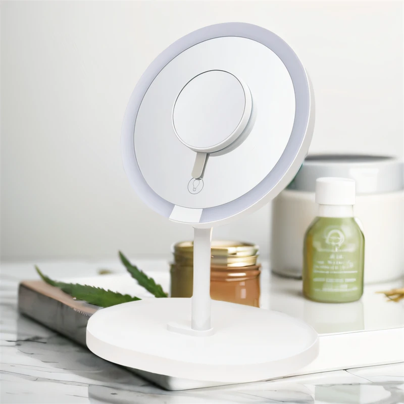 Custom Logo Portable Zoom Makeup Make Up Mirror with Led Light