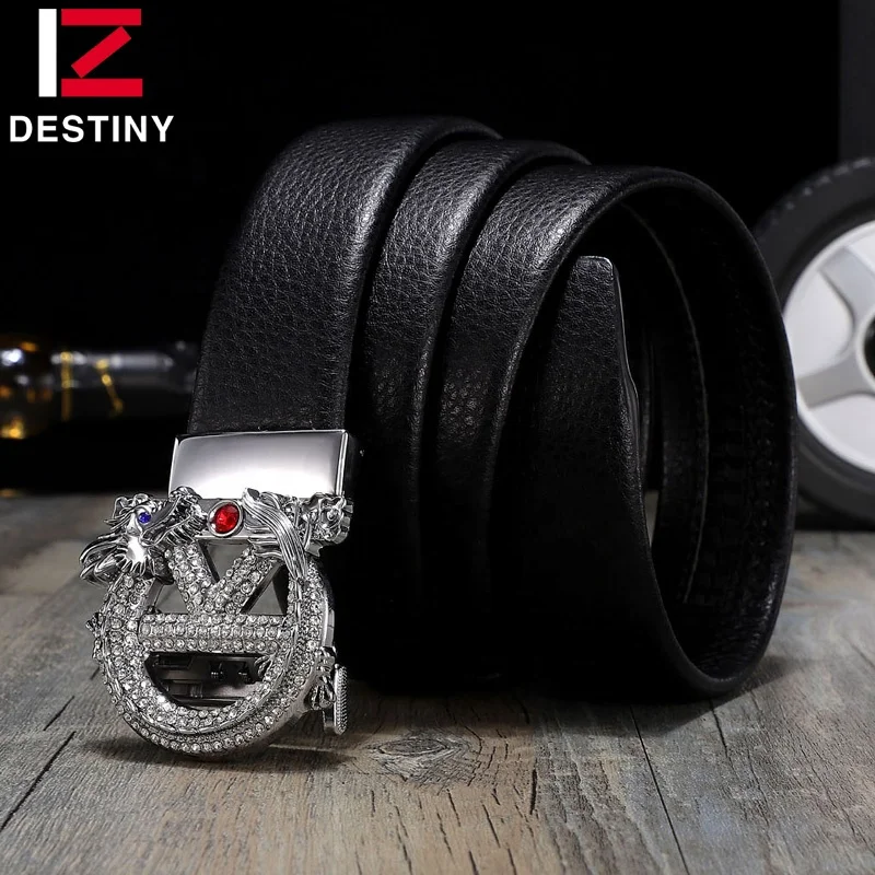 Factory Wholesale Trendy Automatic Buckle Dragon Genuine Leather Fashion Luxury Brand Famous Designer Men Belt