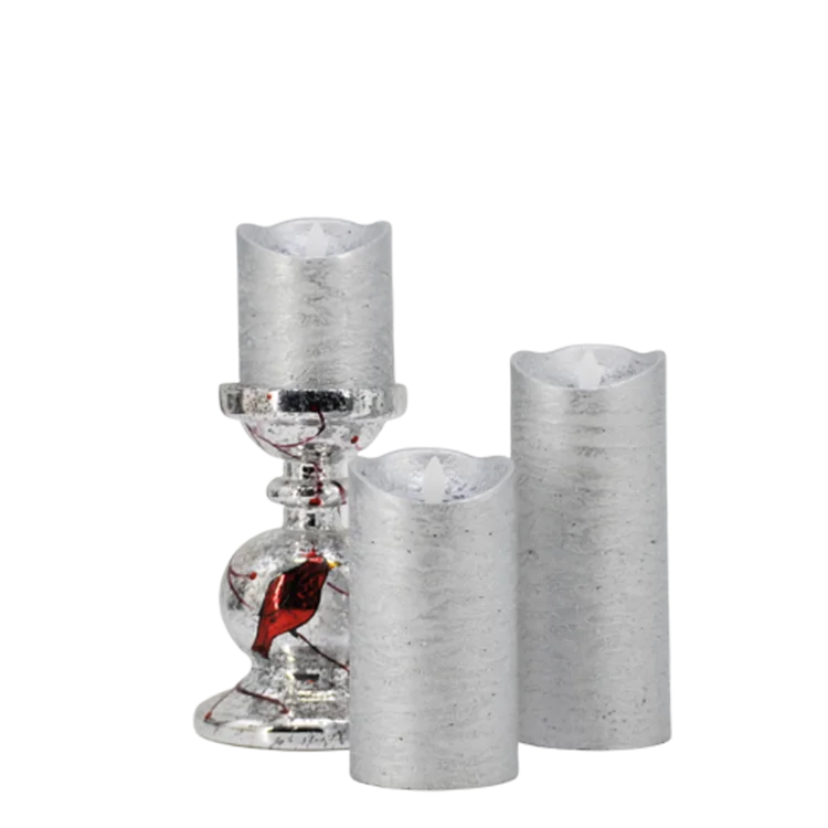 Матти дома украшения Серебряный Цвет Беспламенного ПРИВЕЛО Воск Свечи набор из 3 Сделано в Китае