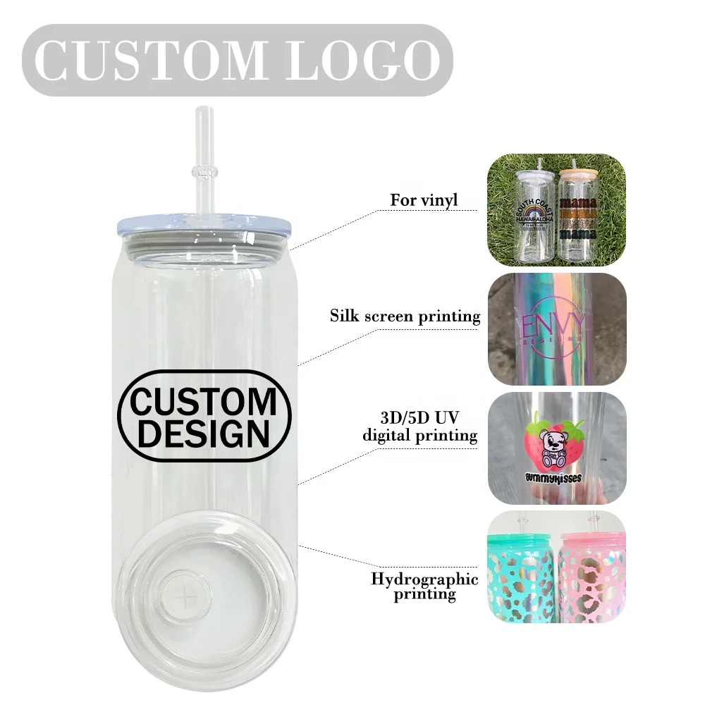 Wholesale custom vinyl Can Shaped plastic Cup iced coffee 20 oz acrylic plastic 16oz beer soda can with pp lids and straw