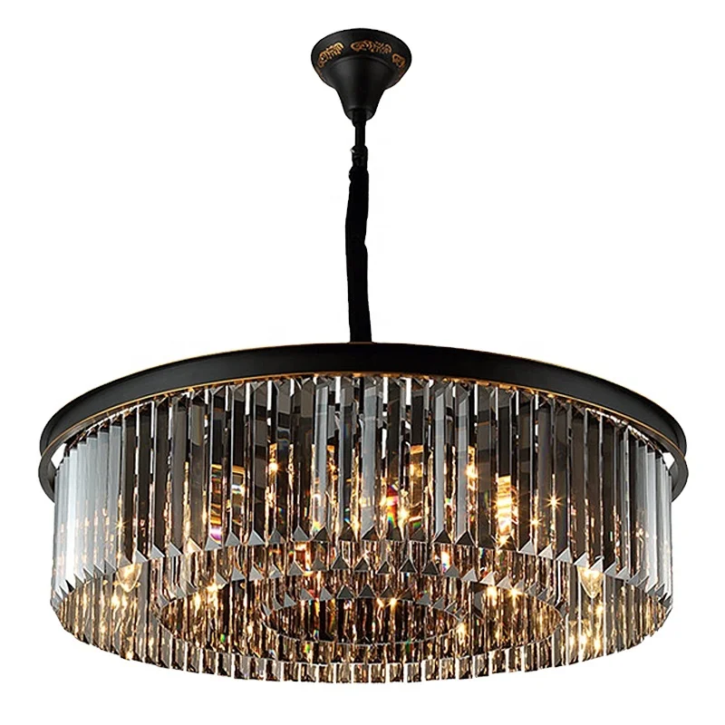 Luxury Style European Simple Design Crystal Pendant Lamp Round and Square Shape Hanging Crystal Ceiling Chandelier