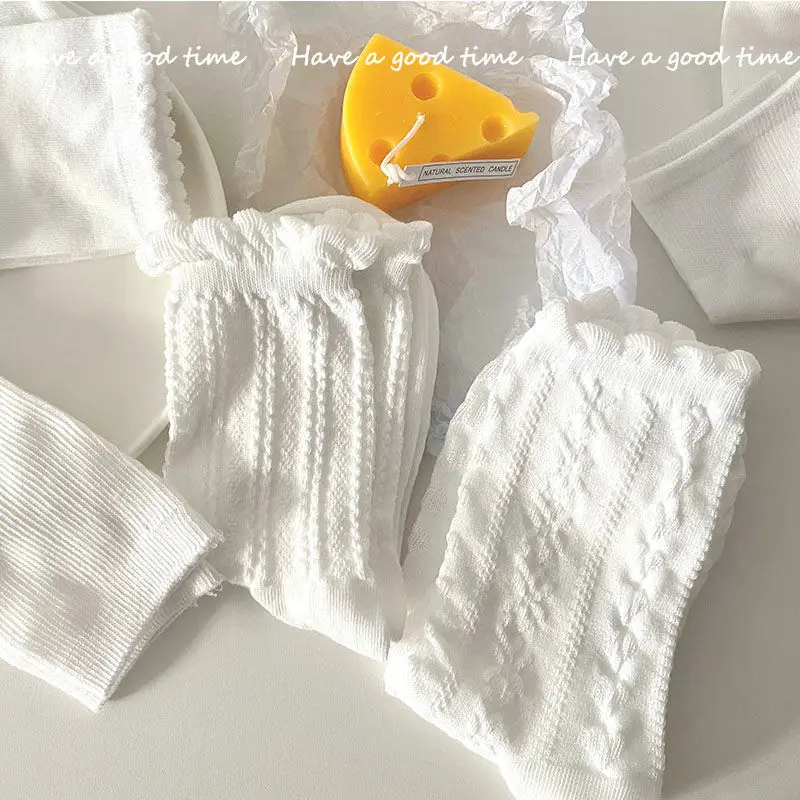 High quality baby girl socks cute school uniform white socks in bulk cotton baby ruffle socks