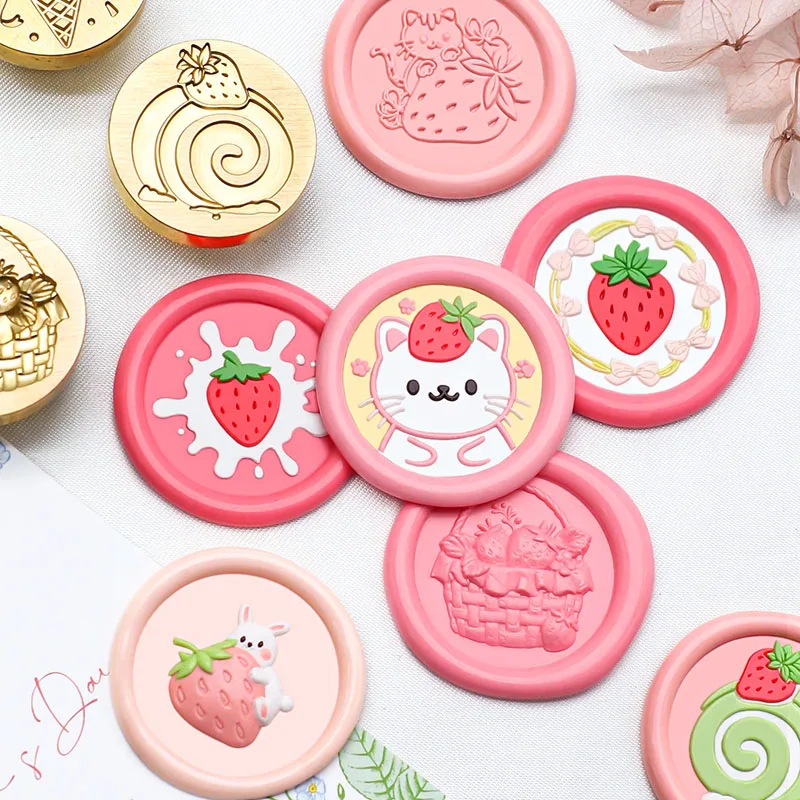 Hot Sells Strawberry Series Strawberry Ice Cream Cake Strawberry Jam Wax Seal Stamp Head