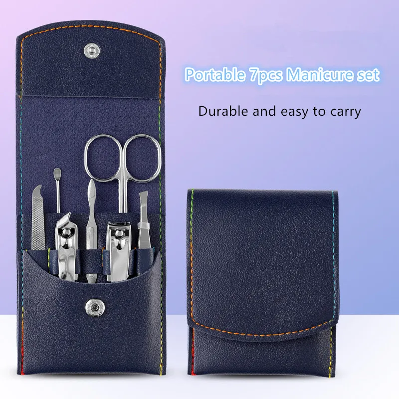 Cheaper Portable 7pcs Finger Nails Manicure Set Personal Care Grooming Tools Kits for Gifts