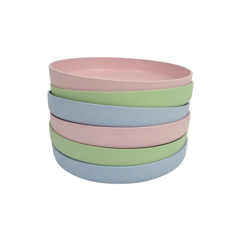 3pcs wholesale custom dinner sets biodegradable wheat straw Bowls plate and cup homeware