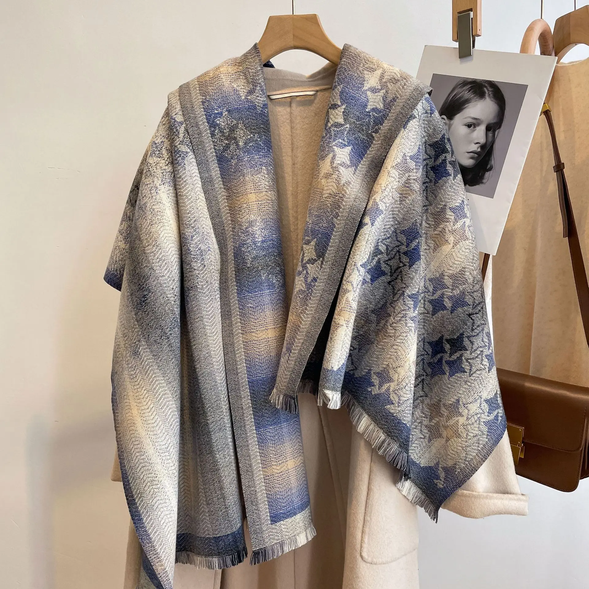 Zipeiwin 2022 Lastest Winter Cashmere Scarf 100% Acrylic  Plaid  Tassel Shawl for Lady