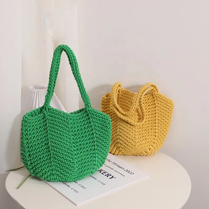 2024 handmade crocheted tote bag with long handle as girl gift box